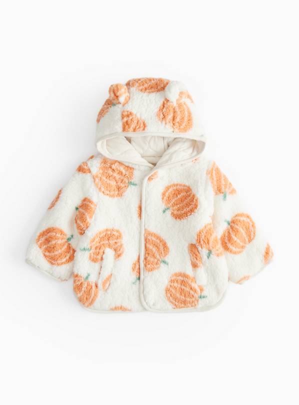 Halloween Pumpkin Print Borg Fleece Jacket 9-12 months